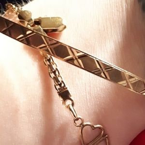 14K Gold Criss Cross Pattern - Vintage Bangle